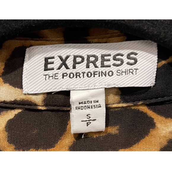EXPRESS The Portofino Shirt Leopard Print Blouse - Picture 2 of 3